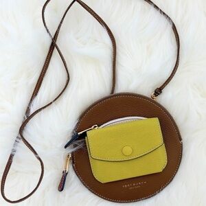 Tory Burch Brown and Lime Crossbody Card case